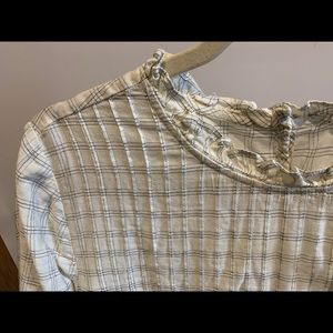 Madewell Ruffle-Collar Blouse, Windowpane Pattern